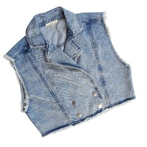 Le Lis Denim Acid Wash Cropped Top Vest Size Sleeveless Small